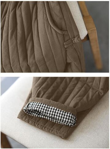 TBA سراويل شتوية للنساء دافئ أسفل القطن بانت سميكة مبطن مبطن Sweatpants فضفاضة تناسب واسعة الساق بنطلون مع جيوب in Kuwait