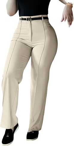 CHICME Work Pants for Women High Waist Straight Leg Work Pants Business Casual Trousers with Pockets in Saudi Arabia