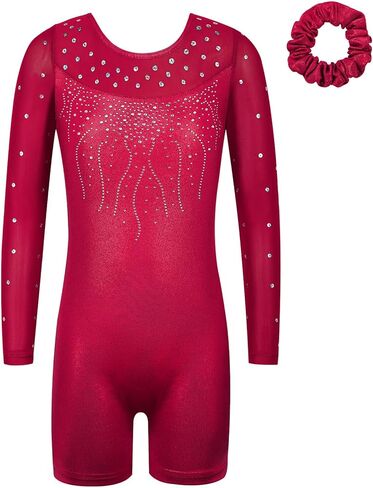 BAOHULU Leotard for Girls Gymnastics Tank Biketards Toddler Kids Sparkle Dance Unitards with Matching Scrunchie in Kuwait