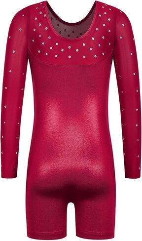 BAOHULU Leotard for Girls Gymnastics Tank Biketards Toddler Kids Sparkle Dance Unitards with Matching Scrunchie in Kuwait