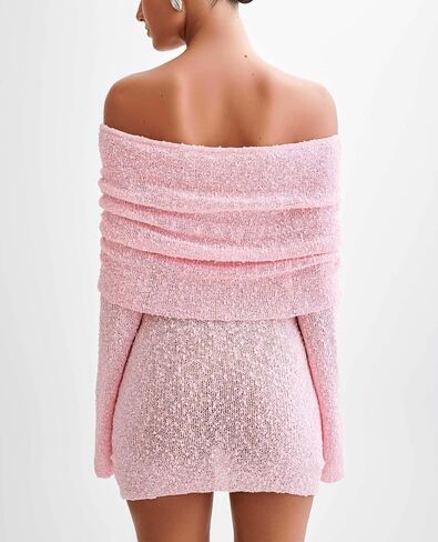 CUTEGAL Women's Off Shoulder Maxi Dress Long Sleeve Bodycon Knit Crochet Mesh Sweater Sexy Vacation Party Dresses Wrap Dress in Saudi Arabia