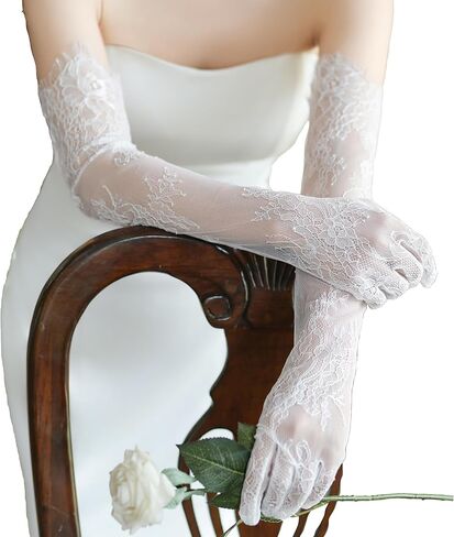 Womens Long Black Lace Gloves Long Floral Lace Opera Gloves Costume Elbow Length Fingerless Gloves for Dance Party in Saudi Arabia