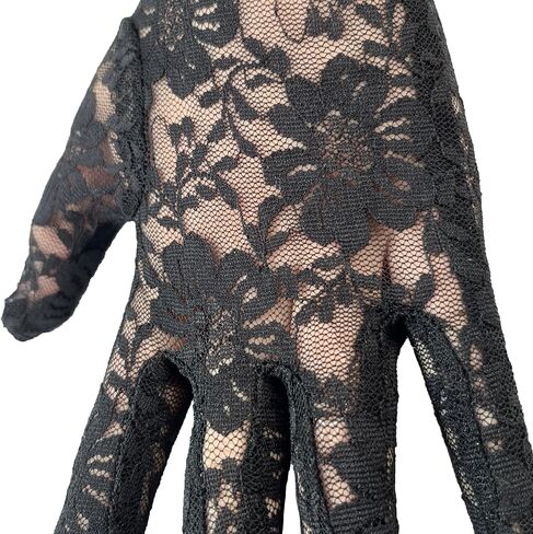 Womens Long Black Lace Gloves Long Floral Lace Opera Gloves Costume Elbow Length Fingerless Gloves for Dance Party in Saudi Arabia