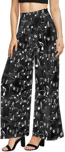 Hibiscus Women's High Waist Wide Leg Pants Almond Blossom Stretchy Pants Yellow Sunflowers Lounge Pant Trousers in Kuwait