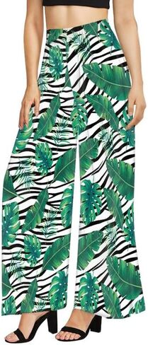 Hibiscus Women's High Waist Wide Leg Pants Almond Blossom Stretchy Pants Yellow Sunflowers Lounge Pant Trousers in Kuwait
