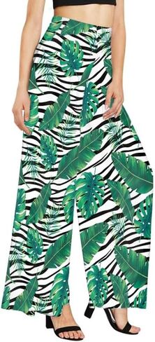 Hibiscus Women's High Waist Wide Leg Pants Almond Blossom Stretchy Pants Yellow Sunflowers Lounge Pant Trousers in Kuwait