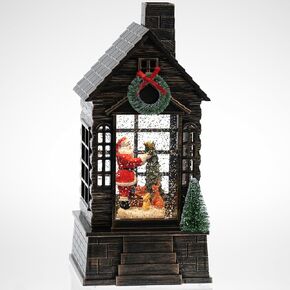 Snow Globe Christmas, Lighted Christmas Snow Globes with Santa, Musical Timer Snow Globe Lantern with Swirling Glitter, Snow Globe Lantern Christmas(Santa)