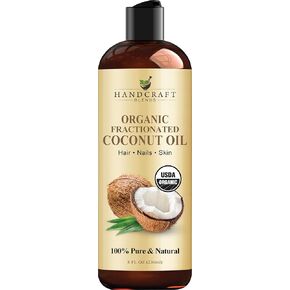 Handcraft Blends Organic Fractionated Coconut Oil - 16 Fl Oz - 100% Pure and Natural - Premium Grade Oil for Skin and Hair - Carrier Oil - Hair and Body Oil - Massage Oil