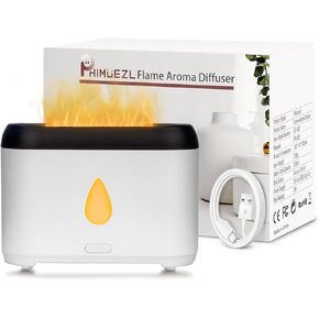 Flame Diffuser for Essential Oils, 200ml Ultrasonic Aroma Diffusers with Cool Mist, Aromatherapy Diffuser with Auto-Off Protection, Small Humidifier for Home,Office,Bedroom,Gift (Black)