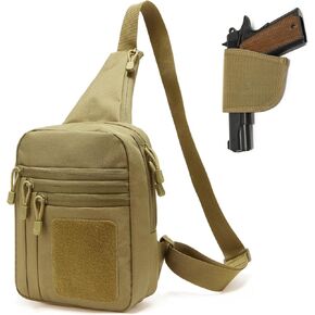 Tactical Sling Gun Bag for Men, Shoulder Sling Bag of Handgun Chest Crossbody Sling Backpack CCW Bag with Holster for Shooting, Hunting and Daily Use(Black)