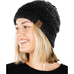 Funky Junque Beanies Women Confetti Cable Knit Crochet Hat Skullies Toboggan Thick Soft Warm Winter Hat Fashionable