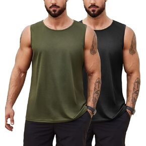 COOFANDY Men's Muscle Tank Tops Quick Dry 2 Pack Workout Gym Tanks Casual Sleeveless Tshirts