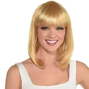 Vibrant Gold Long Bob Wig - Pack of 1 - Super Soft & Comfortable Synthetic Hair for Adults & Children - Perfect for Cosplay, Dress-Up & Parties