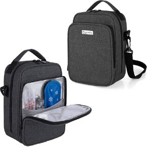 CURMIO Insulin Cooler Travel Case, Diabetic Medication Organizer Bag with Shoulder Strap for Diabetic Supplies, Gray (Patented Design)
