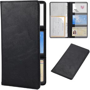 alpmosn Car Registration and Insurance Holder, Auto Card Document Glove Box Organizer, for Essential Document, Driver License, Cards, Car Accessories for Women and Men Interior (Black)