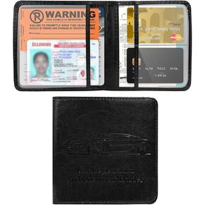 Car Registration and Insurance Card Holder, Leather Car Document Holder Glove Compartment Organizer, Vehicle Wallet Case Glove Box Organizer for Women Men, Car Accessories (Purple)