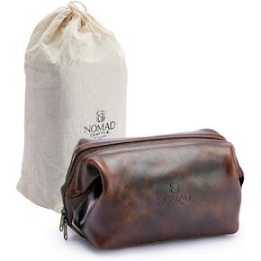 Premium Leather Travel Toiletry Bag for Men and Women, King-Size Dopp Kit with Waterproof Lining, Mens Toiletry Travel Bag, Mens Toiletry Bag, Mens Travel Bag Toiletry Kit, Leather Toiletry Bag Men
