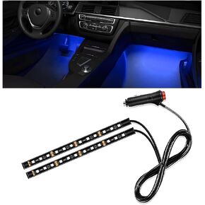 Car Interior LED Strip Light, 12V 24 LED Neon Ambient Night Light with Cigarette Lighter Plug, Automotive Atmosphere Decorative Under Dash Lighting Kit, Car Accessories (White)