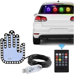 1797 Hand Gesture Light for Car Stop Sign LED Finger Finger Flicker Hand Gesture Road Rage Funny Gifts Cool Gadgets for Men Women USB 7-Color Adjust Brightness