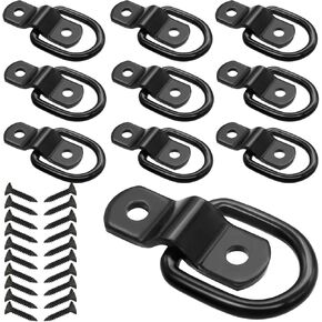 D Ring Tie Down Anchors 1/4" Heavy Duty Anchor Lashing Ring Surface Floor Mount Tie Down 2400 lbs D Ring for Trailer Truck Bed Cargo Carrier Closed Point Pickup Camper Carrier Surface Mounting -10Pack