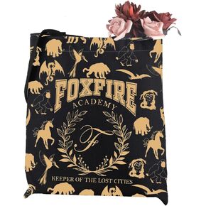 WCGXKO Book Lover Gift Foxfire Academy Keeper Of The Lost Cities Bookish Tote Bag (T-Foxfire)