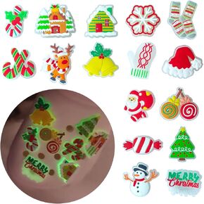 16PCS Luminous Shoes Charms for Clog Decoration Christmas Cute Cartoon Charms Accessories for Women