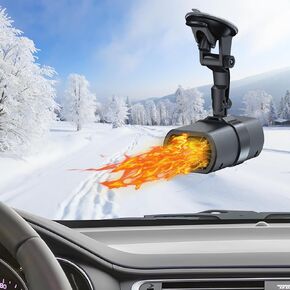 Portable Car Heater, 12V 120W Windshield Defogger and Defroster 2 in 1 Fast Heating Fan 360 ° Rotating Plug in Car Heater with Suction Holder Mini Heater for Vehicle
