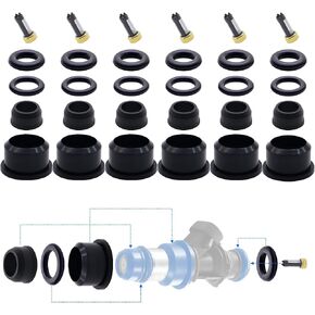 30pcs Fuel Injector Repair Kits O-Ring Filter Cap Rebuild Set Compatible with Universal Vehicle Model Replaces 17113553