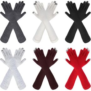 Liitrsh 6 Pairs Women Knit Long Gloves Touchscreen Gloves Arm Gloves for Women Touchscreen Knitted Gloves Warm Texting Gloves Mittens Winter Finger Gloves for Women