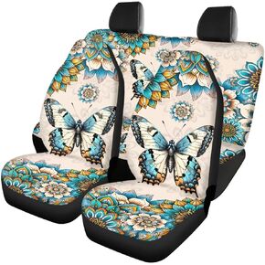 Mumeson Dog Paw Print Car Seat Covers Full Set Auto Interior Decoration Seat Cover Stretch-on Front and Rear Seat Cushion Covers Protection Seat Covers 4 Piece