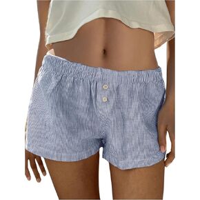 Women's Boxer Shorts Striped Straight Leg Low Rise Baggy Shorts Lounge Pajama Bottoms Shorts