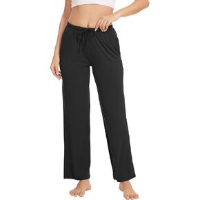 Bamboo Viscose Women's Pajama Bottoms Wide Leg Drawstring Waist Flowy Lounge Pants With Pockets