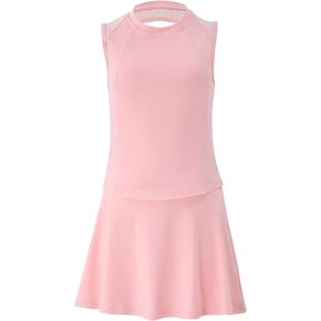 Girls Tennis Golf Outfit Sleeveless Tank Top and Skorts Set Sports Skirt Dress with Shorts 4-12Y