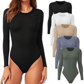 CE' CERDR 5 Pack Long Sleeve Bodysuit for Women and 5 Pack Long Sleeve Shirts for Women