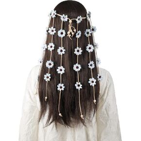 AWAYTR Sunflower Headband Women Hippie Headwear Bohomia Feather Rope Crown Headdres for girls