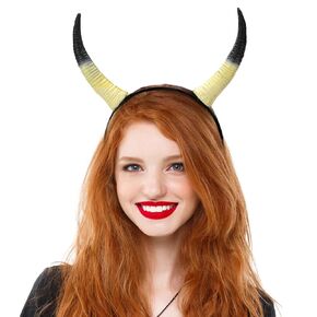 MOSTORY Black Devil Horns Headband - Large Demon Horns Hairband Dark Ox Horns Hairhoop for Women Men Renaissance Accessory Renfaire Halloween Cosplay