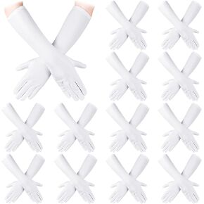 Laumoi 12 Pairs Long Satin Gloves for Women Bride Elbow Opera Gloves Costume Dress Stretchy Formal Glove