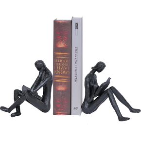 Resin Book Ends for Shelves Decorative Imitation Cast Iron Bookends for Heavy Books Thinker Statue Reading Couple Book Shelf Decor Modern Bookshelf Decoration for Room Decor Office Desk Book Lovers