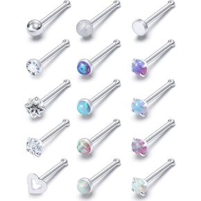 أوبال الأنف خواتم ترصيع 20G 18G الجراحية الصلب الأنف مسمار الأنف ثقب المجوهرات أعلى تشيكوسلوفاكيا 1.5 مم 2 مم 2.5 مم 3 مم مستقيم L المسمار الأنف الدائري مسمار القلب ثقب الأنف مجوهرات للنساء الرجال in Kuwait