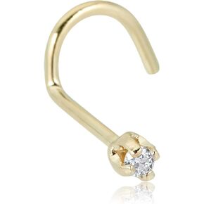 AVORA 14K Yellow/White Gold Diamond Nose Ring Body Jewelry (22 Gauge)