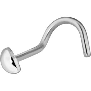 Forbidden Body Jewelry 20g Surgical Steel Nose Screw with Flat Steel Dome Ball