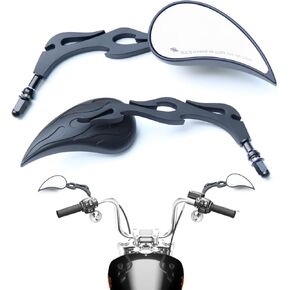 Motorcycle Side Mirrors Chrome - 8mm Handlebar Dual Sport Mirrors, Double Takes Powersports Mirrors Compatible with Honda Grom, Shadow, Suzuki, Harley Davidson, Scooter, Street Bike, Motorbike