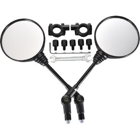 GOOFIT 360 Degree Adjustment Foldable Handlebar Mount Round HD Glass Wide-angle Rear View Mirror Replacement for ATV UTV Dirt Bike Quad Scooter Moped Motorcycle GY6 Go Kart Buggy
