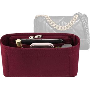Purse Organizer Insert for 19 Flap Small Bag Large bag Organizer with Side Zipper Pocket Claret 1016 27 * 8 * 15cm