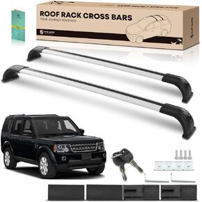 YHTAUTO Car Roof Rack Cross Bar Compatible with Land Rover LR3 2005-2009, LR4 2005-2016 w/Naked Fixed Point, 165 Lbs Aluminum Alloy Cargo Bar for Rooftop Tent Kayak Bike Luggage Snowboard Ski Board
