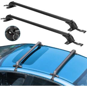 Universal Roof Rack Cross Bars, 48" Aluminum Roof Rack Crossbars, Adjustable Roof Cross Bars with Anti-Theft Lock for Bare Roof Cars Trucks,165LBS Load Capacity