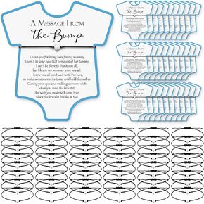 Chuangdi 50 Sets Baby Shower Favors for Guests Cute Heart Bracelets Wish Card Bracelets for Gender Reveal Party Gifts