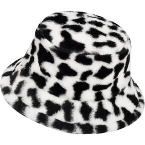 Winter Faux Fur Bucket Hat, Fluffy Fuzzy Warm Hats, Plush Fisherman Cap, Furry Puffy Hats for Women