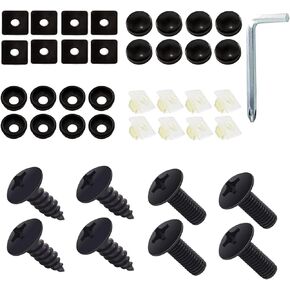 8 Sets License Plate Screws, Rustproof Black License Plate Screws, Anti-Rattle License Plate Bolts Fasteners Kits, Universal Screws for License Plate Frame, Fit for Most Vehicals