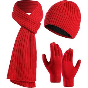 Winter Scarf Hat and Gloves for Women, Warm Knit Winter Gloves Long Soft Scarf Set, Winter Gift for Women Men